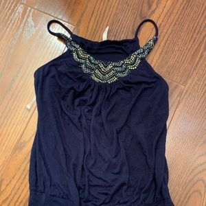 Navy blue embellished tank